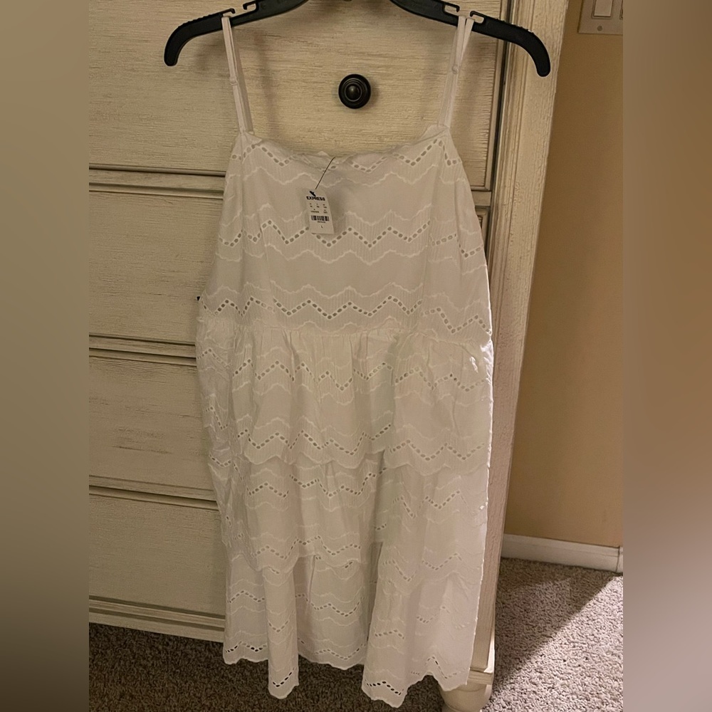 Express White Ruffle Dress